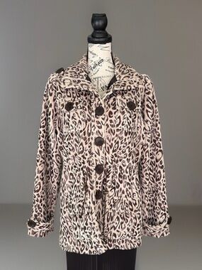 BAXIS & BAXIS jacket button down front long sleeve animal print Sz L